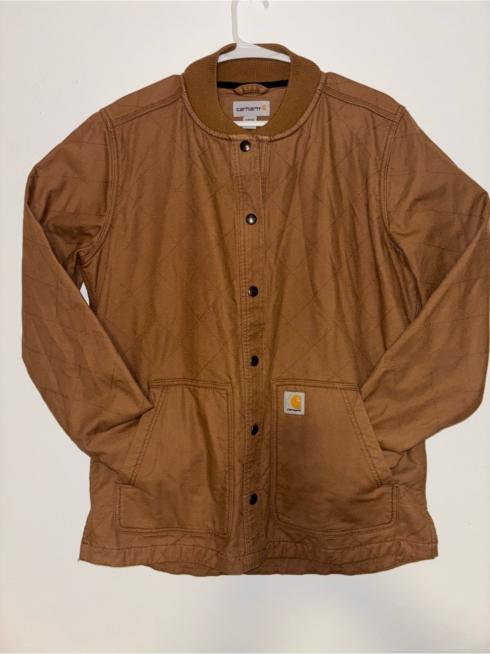 Women’s Carhartt Brown Quilted Work Jacket Fleece Lined Style 104415 Size Small